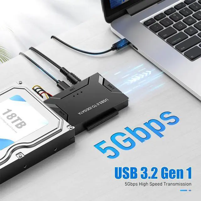 Alt view image 3 of 7 - USB IDE Adapter - USB 3.0 to SATA IDE Hard Drive Converter Combo for 2.5"/3.5" DE SATA SSD Hard Drives Disks with 12V 2A Power Adapter and USB 3.0 Cable for Laptops