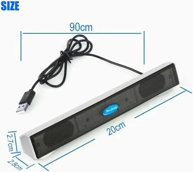 Alt view image 7 of 7 - USB Computer Speakers - 3.5mm USB Mini Clip-on Laptop Sound Bar Stereo 2.0 Channel Wired PC Speakers for TV Desktop Laptop Tablets Monitor Notebook (White)