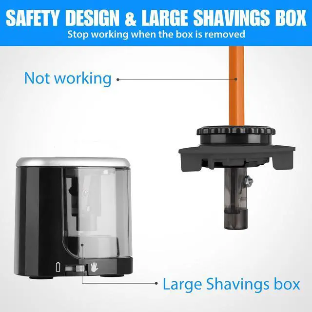 Alt view image 2 of 7 - Electric Pencil Sharpener - Auto Sharpener Fit for No.2/6-8 mm Pencils, Electric Sharpener for Home/School/Office (Black)