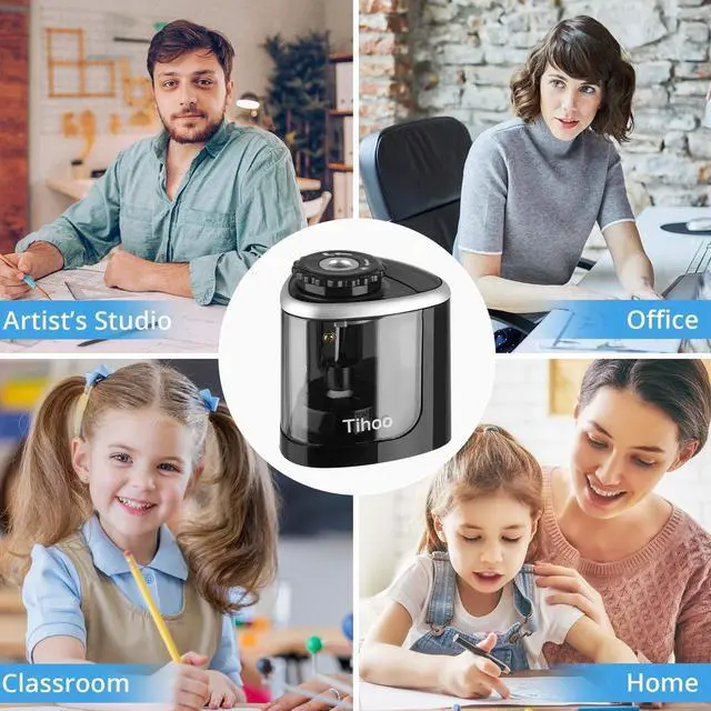 Alt view image 4 of 7 - Electric Pencil Sharpener - Auto Sharpener Fit for No.2/6-8 mm Pencils, Electric Sharpener for Home/School/Office (Black)