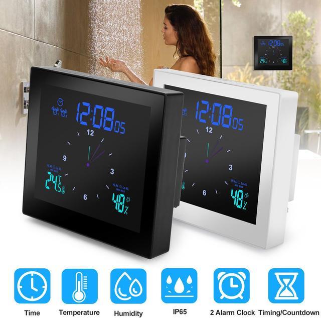 Digital Bathroom Shower Clock with Alarm & Large LCD Display