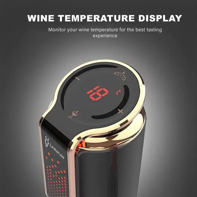 Alt view image 5 of 7 - LINKSTYLE TRIOVINO, Luxurious 3-in-1 Electric Wine Aerator, Dispenser and Vacuum Saver - For Improving Taste, Aroma and Wine Preservation (Silver)