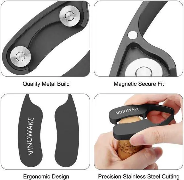 Alt view image 3 of 6 - LINKSTYLE VINOWAKE Wine Bottle Foil Cutter, Premium Aluminum Stainless Steel (Black)