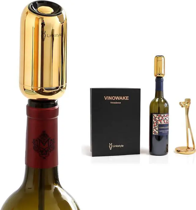 Main image of LINKSTYLE VINRADANCE, Luxurious Electronic Wine and Spirit Aerator with Stand (Gold)
