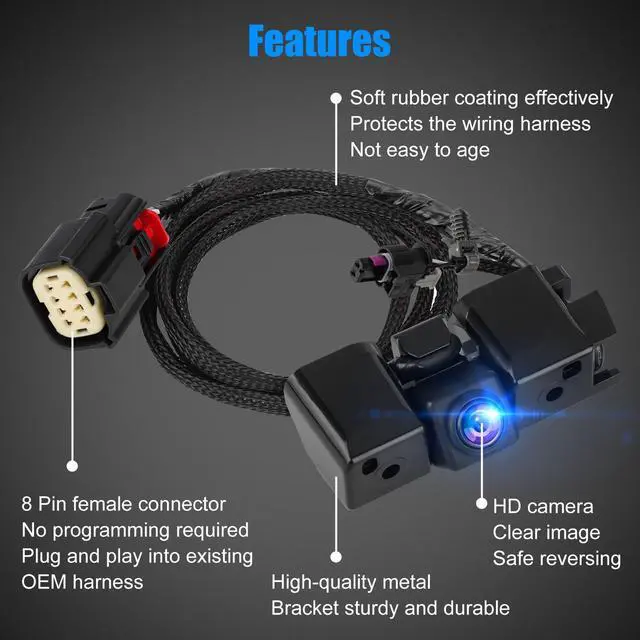 Alt view image 5 of 7 - Waterproof Rear View Backup Parking Camera - Car Reversing Aid Backup Parking Camera Replacement for  2016-2019 GMC Sierra and Chevrolet Silverado