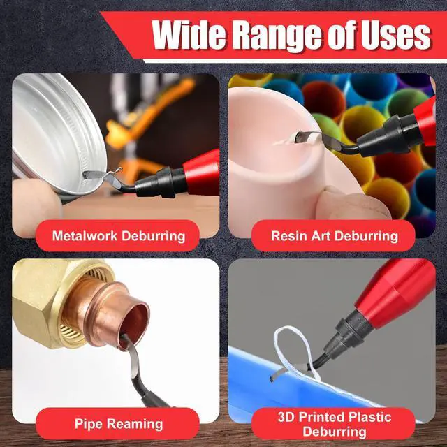 Alt view image 6 of 7 - Deburring Tool Kit with 10 Extra Blades & Countersink Hand Reamers - Burr Remover, Burr Edges Removing Hand Tool for Metal Copper Resin PVC Pipes Plastic, Plumbing & 3D Printing Burr Removal