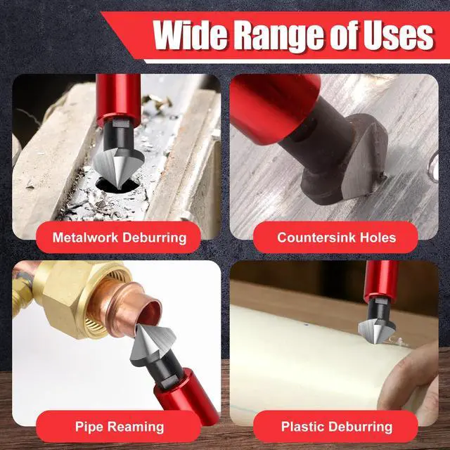 Alt view image 2 of 7 - Deburring Tool Kit with 10 Extra Blades & Countersink Hand Reamers - Burr Remover, Burr Edges Removing Hand Tool for Metal Copper Resin PVC Pipes Plastic, Plumbing & 3D Printing Burr Removal