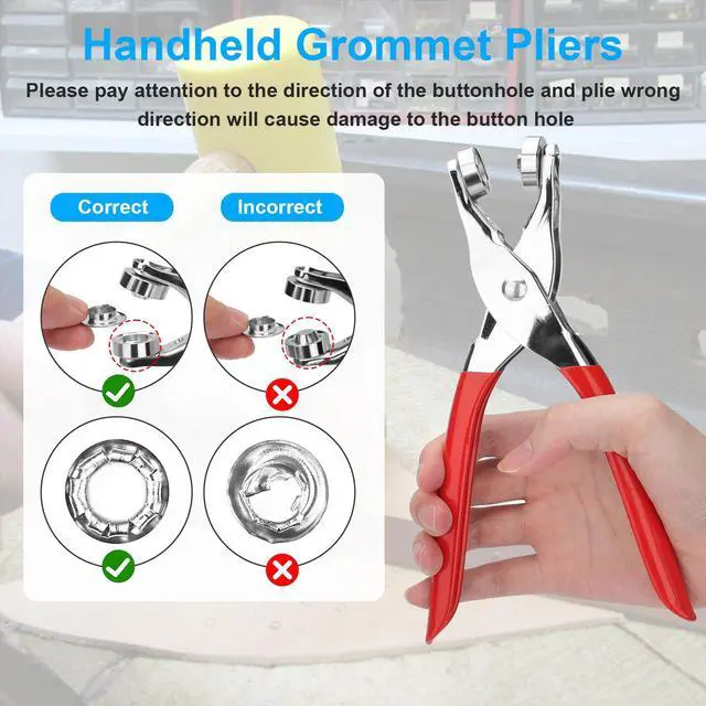Alt view image 3 of 7 - 1/2 Inch Grommet Tool Kit - Leather Hole Punch Pliers ,150 Metal Eyelets in Gold and Silver for Leather, Shoes, Fabric, Belt , DIY Craft and Repairs