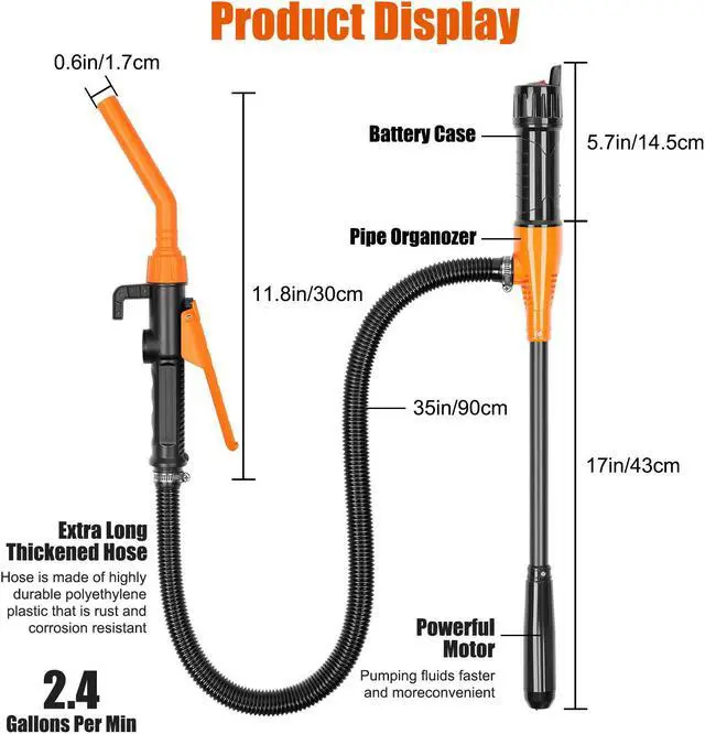 Alt view image 6 of 6 - Battery-Powered Liquid Transfer Pump - 2.4 GPM Siphon Rate, Flow Control Nozzle, Ideal for Gas, Diesel, Kerosene, and More