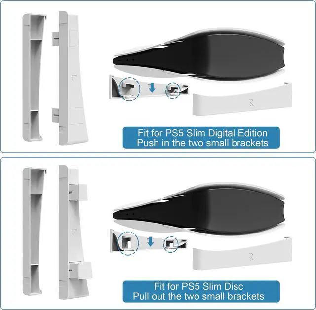 Alt view image 3 of 6 - For PS5 Slim Ultra-Stable Horizontal Stand - Compatible with Disc & Digital Editions, White ABS Anti-Slip Base with Superior Heat Dissipation (White)