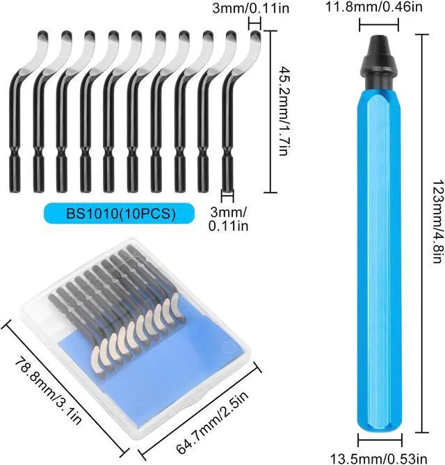 Alt view image 6 of 7 - Deburring Tool Set with 10 Extra Blades - Aluminum Handle,High-Speed Steel Blades, 360 Degree Rotatable,For metal, steel, copper, aluminum, plastic, PVC, and trunking