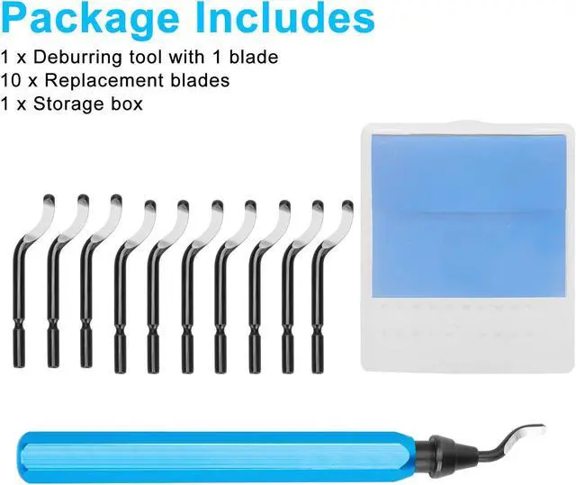 Alt view image 7 of 7 - Deburring Tool Set with 10 Extra Blades - Aluminum Handle,High-Speed Steel Blades, 360 Degree Rotatable,For metal, steel, copper, aluminum, plastic, PVC, and trunking