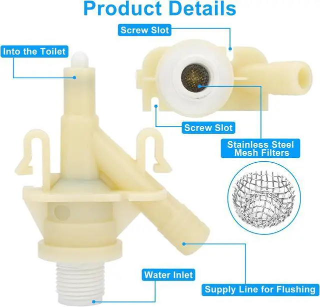 Alt view image 5 of 7 - 385311641 RV Toilet Water Valve Kit - With 385311658 Flush Ball Seal Replacement,for Dometic Sealand Toilets Series 300, 310, 320 RV, camper, and trailer