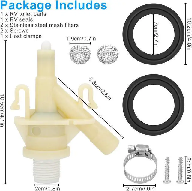 Alt view image 7 of 7 - 385311641 RV Toilet Water Valve Kit - With 385311658 Flush Ball Seal Replacement,for Dometic Sealand Toilets Series 300, 310, 320 RV, camper, and trailer