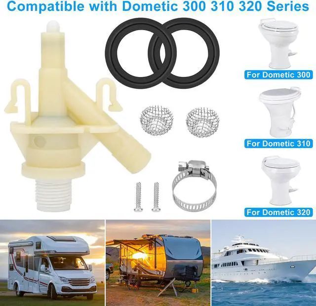 Alt view image 2 of 7 - 385311641 RV Toilet Water Valve Kit - With 385311658 Flush Ball Seal Replacement,for Dometic Sealand Toilets Series 300, 310, 320 RV, camper, and trailer