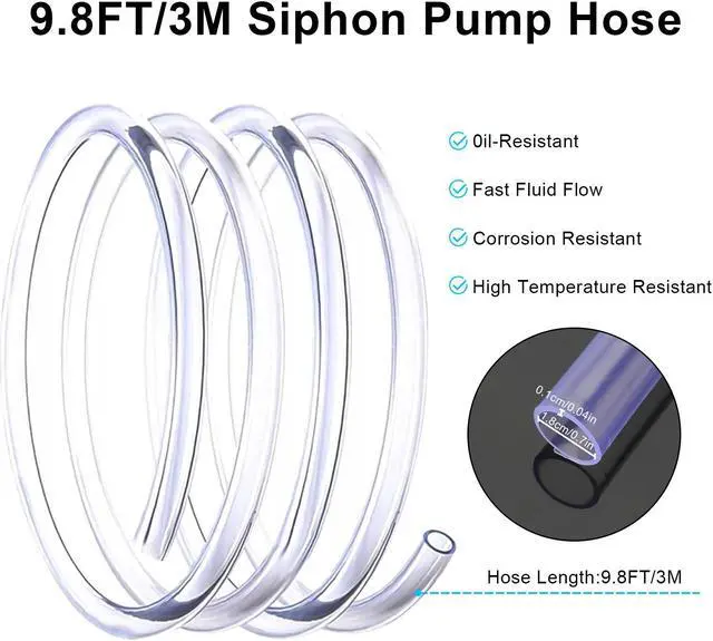 Alt view image 3 of 6 - 9.8FT Premium Syphon Pump Hose - Effortless Liquid Transfer for Vehicles, Boats, and Equipment ,Durable Hose for Gasoline, Diesel, Oil, Water,Leak-Free Design, Easy to Use,Ideal for Home and Professio