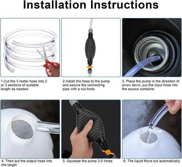 Alt view image 5 of 6 - 9.8FT Premium Syphon Pump Hose - Effortless Liquid Transfer for Vehicles, Boats, and Equipment ,Durable Hose for Gasoline, Diesel, Oil, Water,Leak-Free Design, Easy to Use,Ideal for Home and Professio