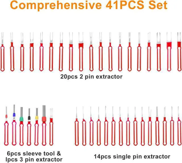 Alt view image 4 of 7 - 41 Pcs Terminal Removal Tool Kit - Durable Pin Extractor for Automotive and Electronic Connectors,Suitable for a wide array of applications, from automotive repairs to home appliance maintenance.