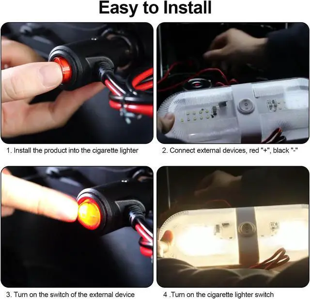 Alt view image 3 of 7 - 2 Pcs12V Cigarette Lighter Plug With On/Off Switch - Terminal Harness Cable with Switch ON/OFF,12V Heavy Duty 16 AWG 15A Fuse Protection Power Cord for Power Inverter