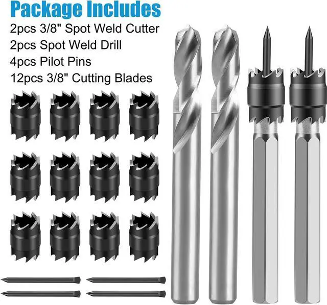 Alt view image 7 of 7 - NSI 20 Pcs Double Sided Rotary Spot Weld Cutter Drill Bit Kit - Spot Weld Cutter Set High-Speed Steel 3/8" Drill Bits for Efficient Metal Separation