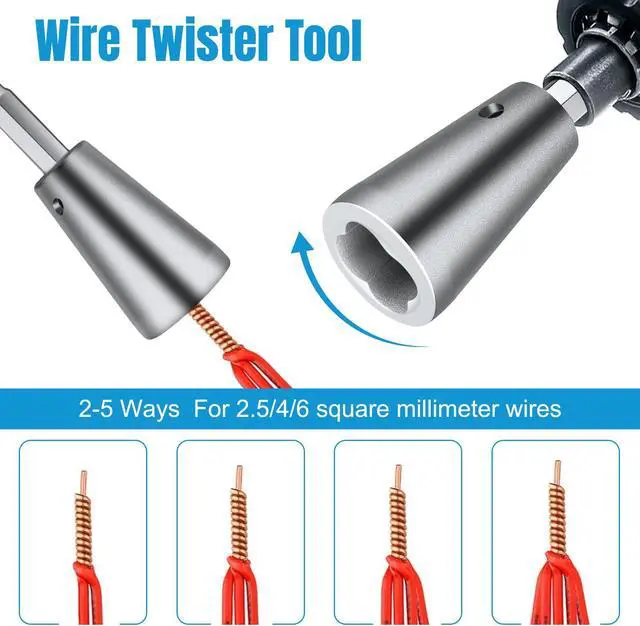 Alt view image 2 of 7 - NSI 2 PCS Wire Twisting Tool Set - Aluminum Alloy Construction Enhanced Precision & Durability,1/4 hex Shank Compatible with Electric Drills,for 2.5/4/6mm² Wires