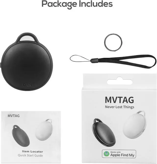 Alt view image 7 of 7 - MVTAG Waterproof Bluetooth Tracker and Item Locator - Compatible with iOS Find My App - Replaceable Battery,Ideal for Keys, Bags, and Personal Items (Black)