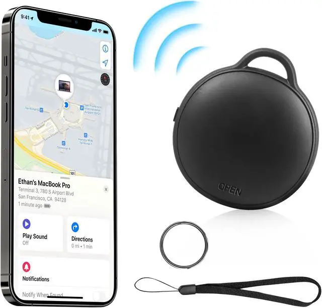 Main image of MVTAG Waterproof Bluetooth Tracker and Item Locator - Compatible with iOS Find My App - Replaceable Battery,Ideal for Keys, Bags, and Personal Items (Black)