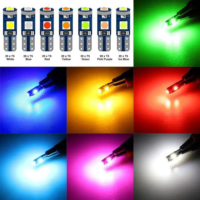 Alt view image 4 of 4 - NSI 20Pcs T5 SMD-3030 LED Bulbs Dashboard Lights with Sockets Included - Easy Installation,For side markers,speedometer lights, instrument cluster, gauge bulbs etc (Blue)