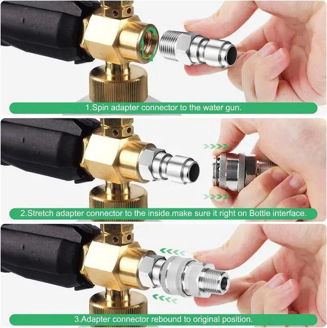 Alt view image 5 of 7 - NSI 4 Pcs 3/8" NPT Stainless Steel Pressure Washer Quick Connect Set - High Pressure 6000 PSI Adapters for Ball switch Pressure Washer Parts