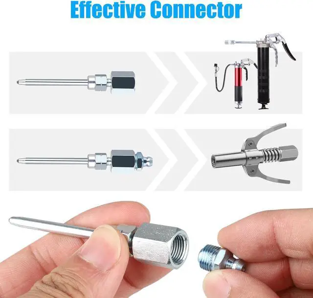 Alt view image 3 of 6 - NSI 3 Pcs Grease Gun Accessory Kit - 90° Needle Fitting Nozzle with Adapter & Injector Needle,Corrosion-Resistant for Industrial & Automotive Use or Hard-to-Reach Fittings