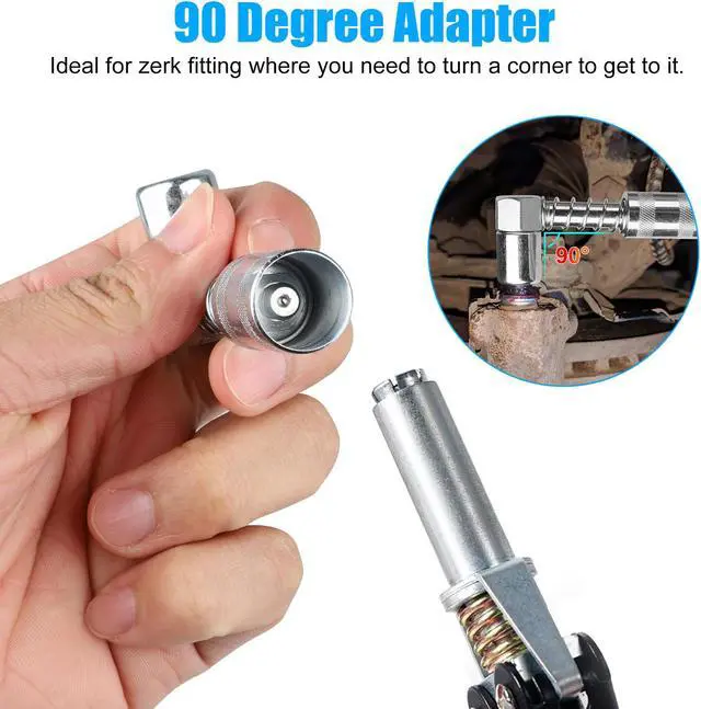 Alt view image 4 of 6 - NSI 3 Pcs Grease Gun Accessory Kit - 90° Needle Fitting Nozzle with Adapter & Injector Needle,Corrosion-Resistant for Industrial & Automotive Use or Hard-to-Reach Fittings