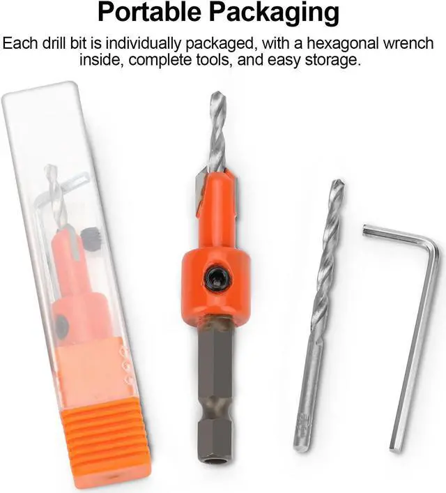 Alt view image 7 of 7 - NSI 15Pcs Countersink Sink Drill Bit for Wood - with hex key and Replaceable drill bits,for woodworking, plastic, drill holes