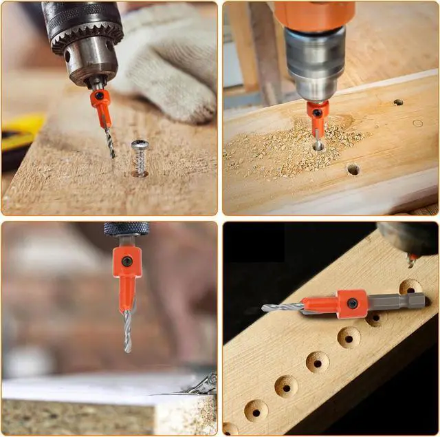 Alt view image 5 of 7 - NSI 15Pcs Countersink Sink Drill Bit for Wood - with hex key and Replaceable drill bits,for woodworking, plastic, drill holes