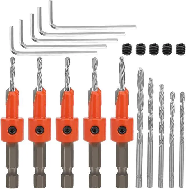 Main image of NSI 15Pcs Countersink Sink Drill Bit for Wood - with hex key and Replaceable drill bits,for woodworking, plastic, drill holes