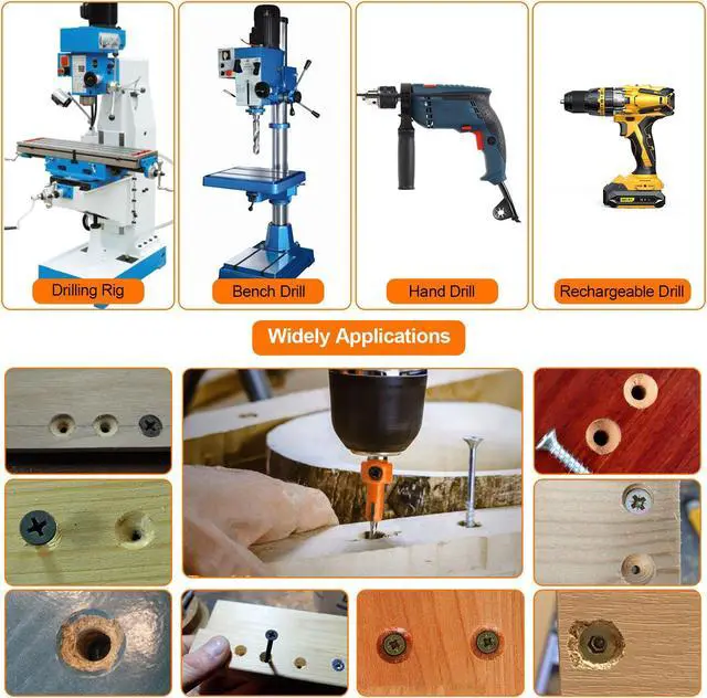 Alt view image 4 of 7 - NSI 15Pcs Countersink Drill Bit Set - Wood Tapered Drill Bits with 5Pcs Extra Replaceable Drill bit,5pcs Hex wrench,Countersink Drill Bit Set for Woodworking, Opening Holes