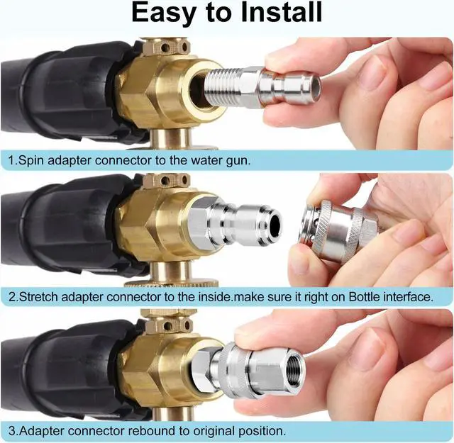 Alt view image 2 of 7 - NSI 4Pcs 1/4 Inch Pressure Washer Coupler Quick Connect Plug - Pressure Washer Quick Connect Kit,Stainless Steel Male & Female Quick Connector Kit,Pressure Washer Adapters Hose Quick Connector