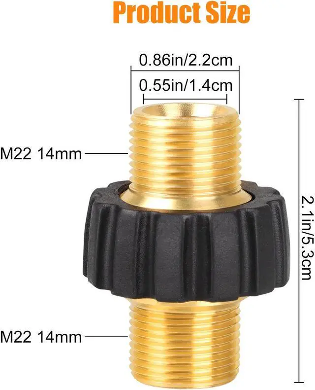 Alt view image 6 of 7 - NSI 2Pcs Pressure Washer Adapter - M22-14mm Male Fitting to Male Swivel,5000 PSI Pressure Washer Hose Thread Kit,Quick Connect Removable Shell