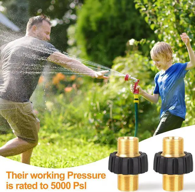 Alt view image 4 of 7 - NSI 2Pcs Pressure Washer Adapter - M22-14mm Male Fitting to Male Swivel,5000 PSI Pressure Washer Hose Thread Kit,Quick Connect Removable Shell