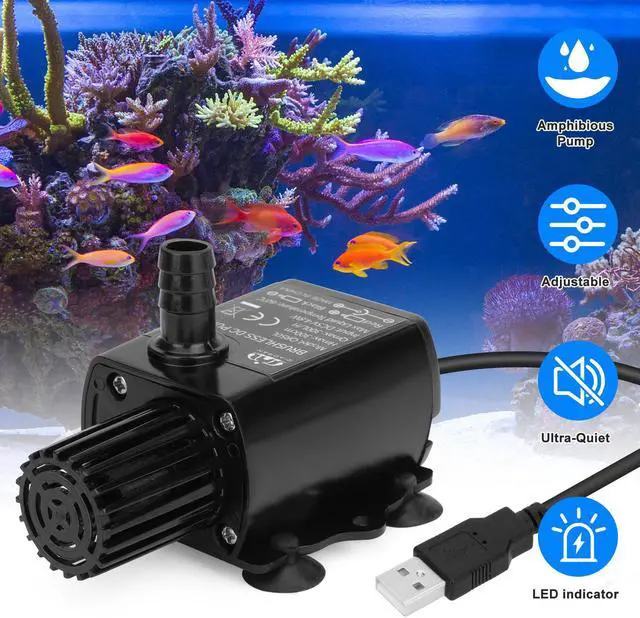 Main image of NSI Adjustable Submersible Aquarium Water Pump - Fountain & Hydroponic System Compatible,Ultra-Quiet, Energy-Efficient, USB DC5V