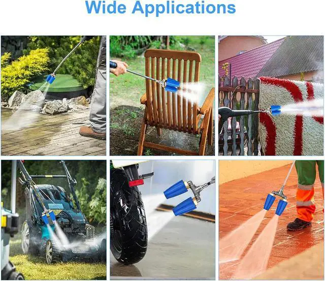 Alt view image 3 of 7 - NSI Dual Turbo Nozzle Pressure Washer - 360° Rotating Turbo Nozzle For Power Washer with 1/4" Quick Connector, 2.5 Orifice Twin Turbo Nozzle (Blue)