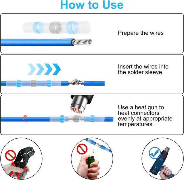 Alt view image 4 of 7 - NSI 400 PCS Solder Seal Wire Connectors - Heat-shrink Tubing Terminals Insulated Waterproof Solder Sleeve Tube Electrical Wire Butt Connectors with box