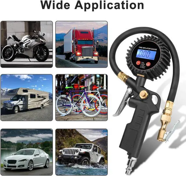 Alt view image 4 of 7 - NSI LED Display Digital Tire Inflator Deflator Pressure Gauge - for Truck/RV/Car/Bike Accurate to ±1 PSI, 0-250 PSI Range
