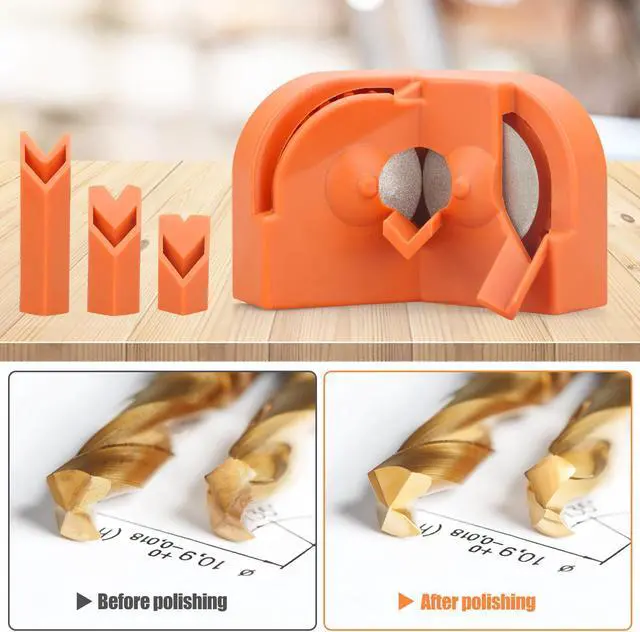 Alt view image 2 of 7 - NSI Multipurpose Drill Bit Sharpener with 2 Diamond Grinding Wheels - Efficient and Portable Twist Drill Grinder Tool (Orange)