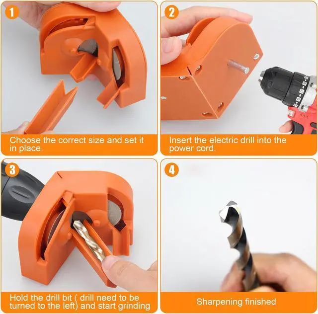 Alt view image 4 of 7 - NSI Multipurpose Drill Bit Sharpener with 2 Diamond Grinding Wheels - Efficient and Portable Twist Drill Grinder Tool (Orange)