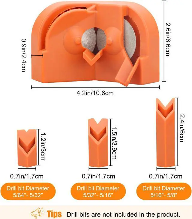 Alt view image 6 of 7 - NSI Multipurpose Drill Bit Sharpener with 2 Diamond Grinding Wheels - Efficient and Portable Twist Drill Grinder Tool (Orange)