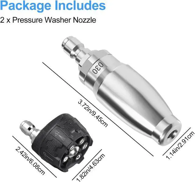 Alt view image 7 of 7 - NSI 6-in-1 Turbo High Pressure Washer Nozzle 1/4" Quick Connect, 3600 PSI Adjustable Spray Patterns