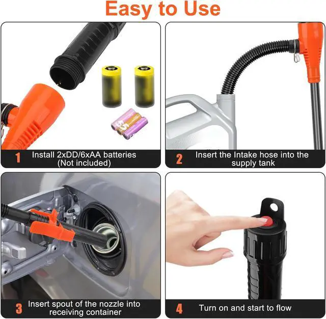 Alt view image 6 of 7 - NSI Portable Electric Siphon Pump - Battery Operated Pump for Gas,Fuel,Diesel, Water Transfer 2.6 GPM Flow Oil Extractor,Multi-Use Siphon Fuel Transfer Pump