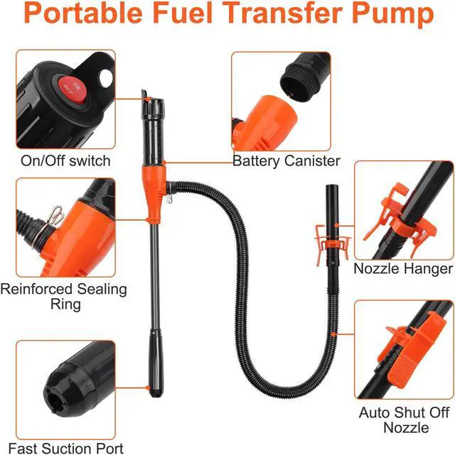 Alt view image 3 of 7 - NSI Portable Electric Siphon Pump - Battery Operated Pump for Gas,Fuel,Diesel, Water Transfer 2.6 GPM Flow Oil Extractor,Multi-Use Siphon Fuel Transfer Pump