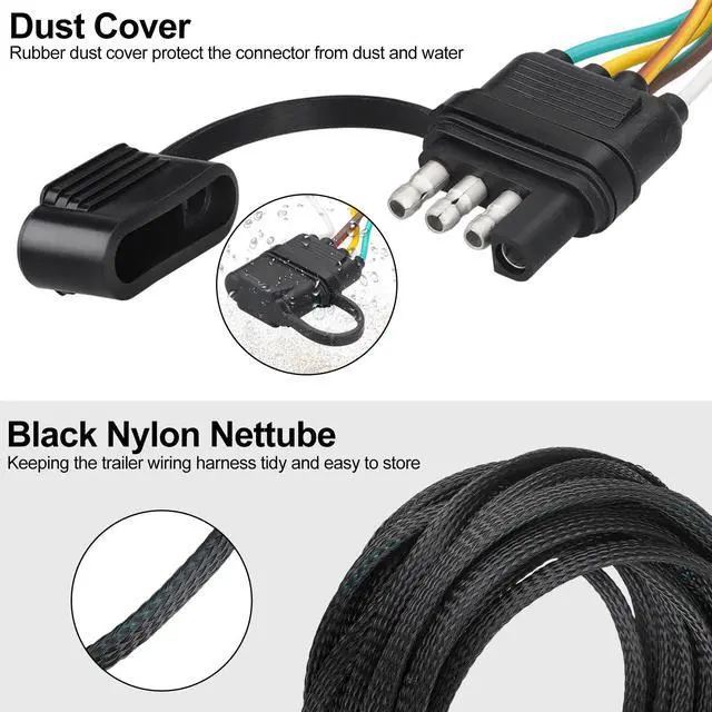 Alt view image 3 of 7 - NSI 22ft 4 Pin 5 Wire Trailer Wiring Harness - Features color-coded wiring for easy connection of taillights,brake lights,and turn signals,Compatible with RVs, Boats, ATVs, and Utility Trailers