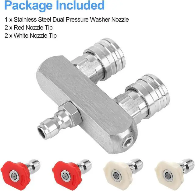 Alt view image 7 of 7 - NSI Dual Pressure Washer Nozzle Tip - 2 in 1 Power Washer Nozzle with 4PCS Pressure Washer Spray Nozzles (0° Red & 40° White), 1/4 Inch Quick Connect, 5000 PSI